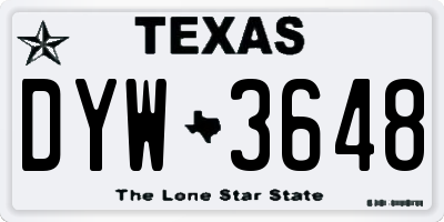 TX license plate DYW3648