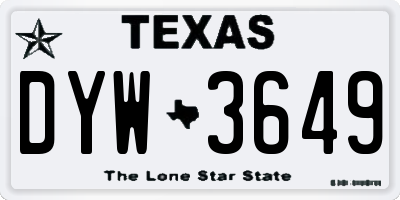 TX license plate DYW3649