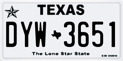 TX license plate DYW3651