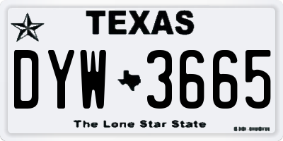TX license plate DYW3665