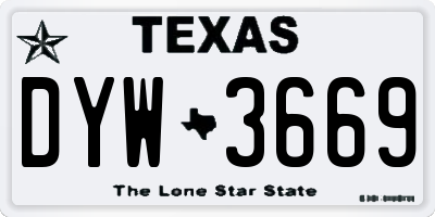 TX license plate DYW3669