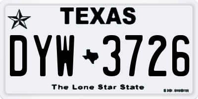 TX license plate DYW3726