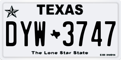 TX license plate DYW3747