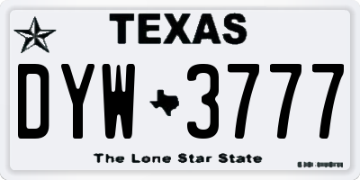 TX license plate DYW3777