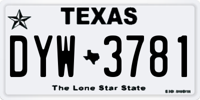 TX license plate DYW3781