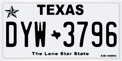 TX license plate DYW3796