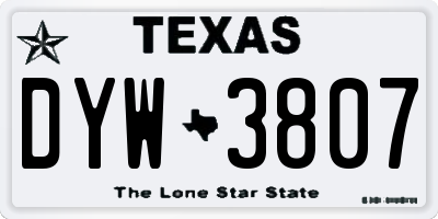 TX license plate DYW3807