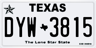 TX license plate DYW3815