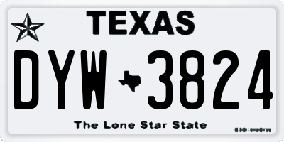 TX license plate DYW3824