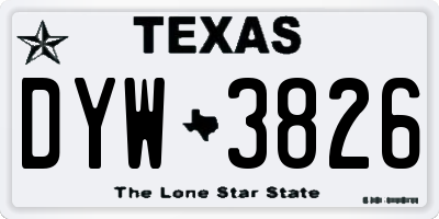 TX license plate DYW3826