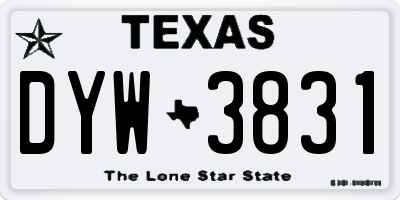 TX license plate DYW3831