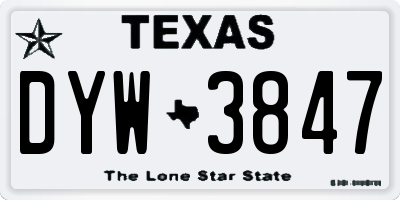 TX license plate DYW3847