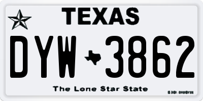 TX license plate DYW3862