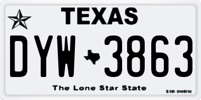 TX license plate DYW3863