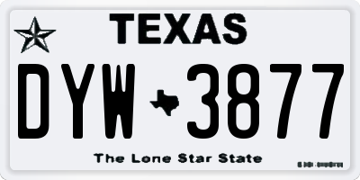 TX license plate DYW3877