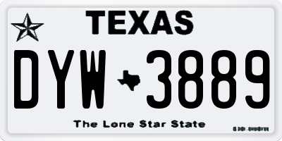 TX license plate DYW3889