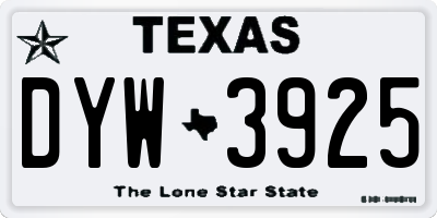 TX license plate DYW3925