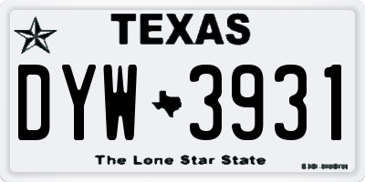 TX license plate DYW3931