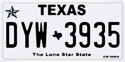 TX license plate DYW3935