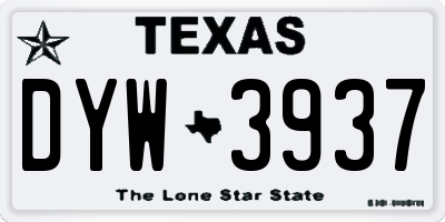 TX license plate DYW3937