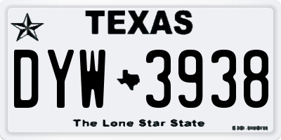 TX license plate DYW3938