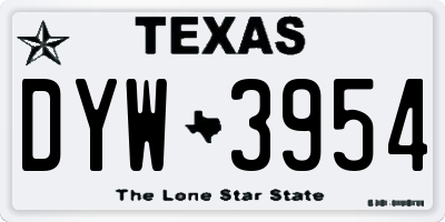 TX license plate DYW3954