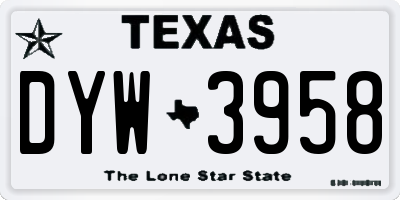 TX license plate DYW3958