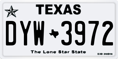 TX license plate DYW3972