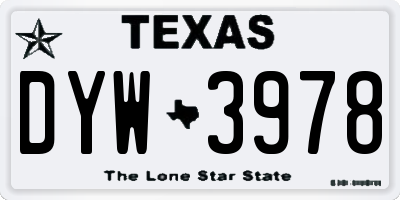 TX license plate DYW3978