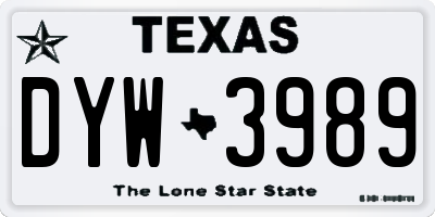 TX license plate DYW3989