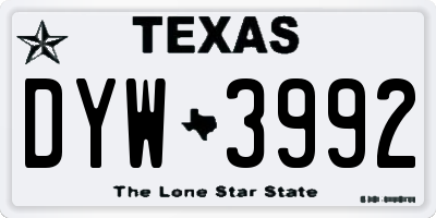 TX license plate DYW3992