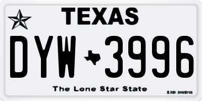 TX license plate DYW3996