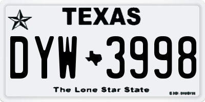 TX license plate DYW3998