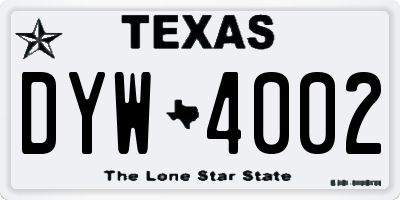 TX license plate DYW4002
