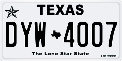 TX license plate DYW4007