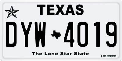 TX license plate DYW4019