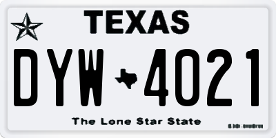 TX license plate DYW4021