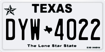 TX license plate DYW4022