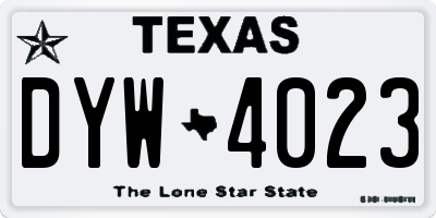 TX license plate DYW4023