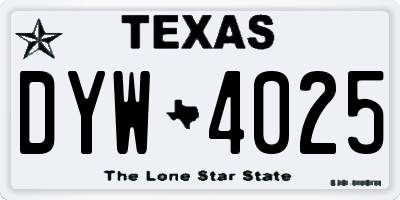 TX license plate DYW4025