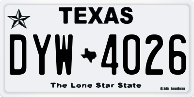 TX license plate DYW4026