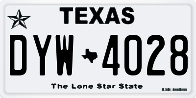 TX license plate DYW4028