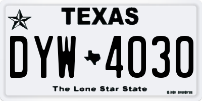TX license plate DYW4030