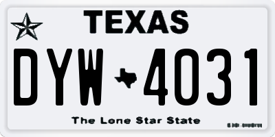 TX license plate DYW4031