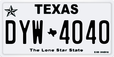 TX license plate DYW4040