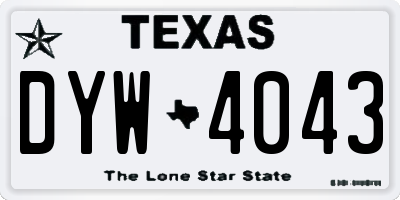 TX license plate DYW4043