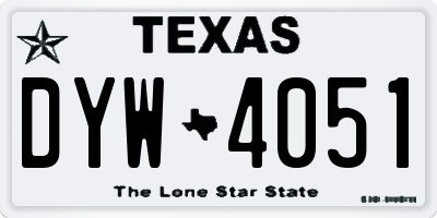 TX license plate DYW4051