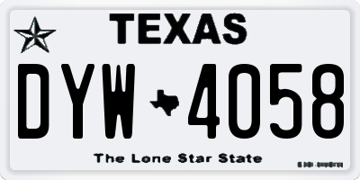 TX license plate DYW4058