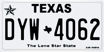 TX license plate DYW4062