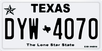 TX license plate DYW4070